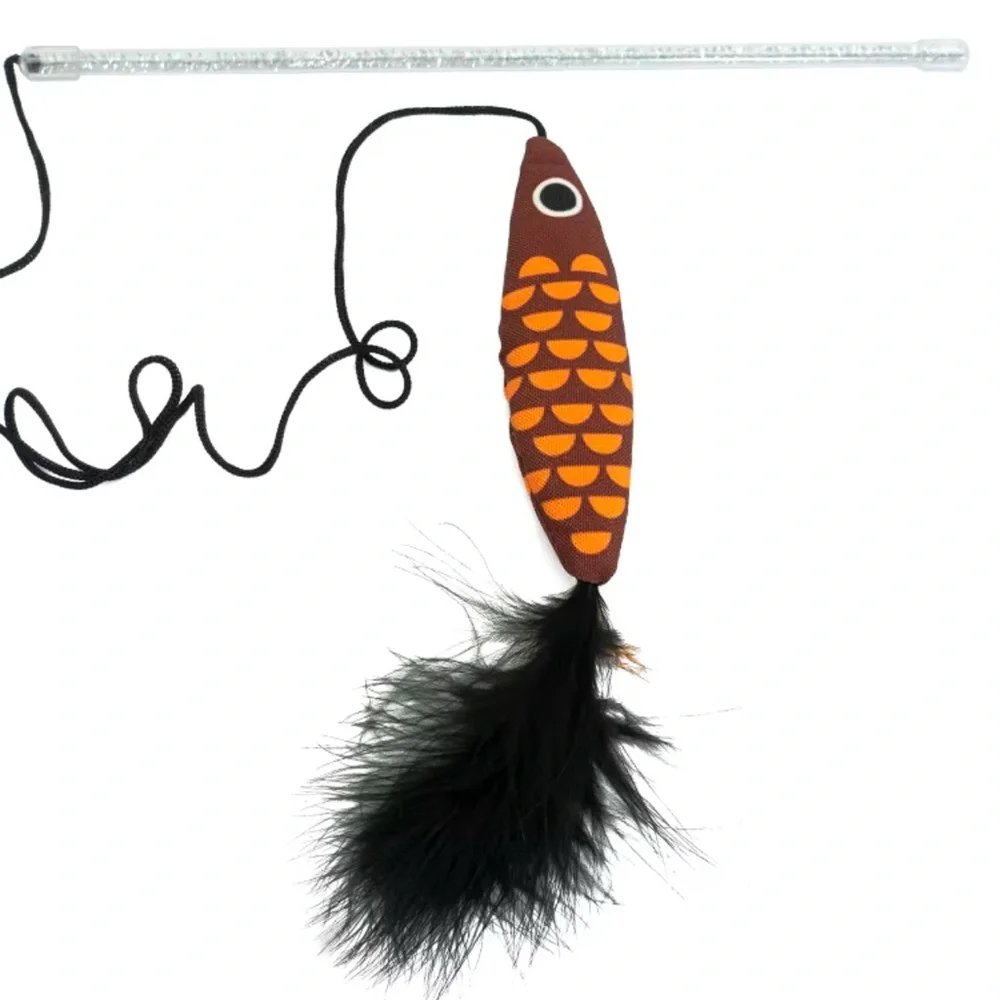 Interactive Catnip and Crinkle Cat Toy Teaser with Feather Tail